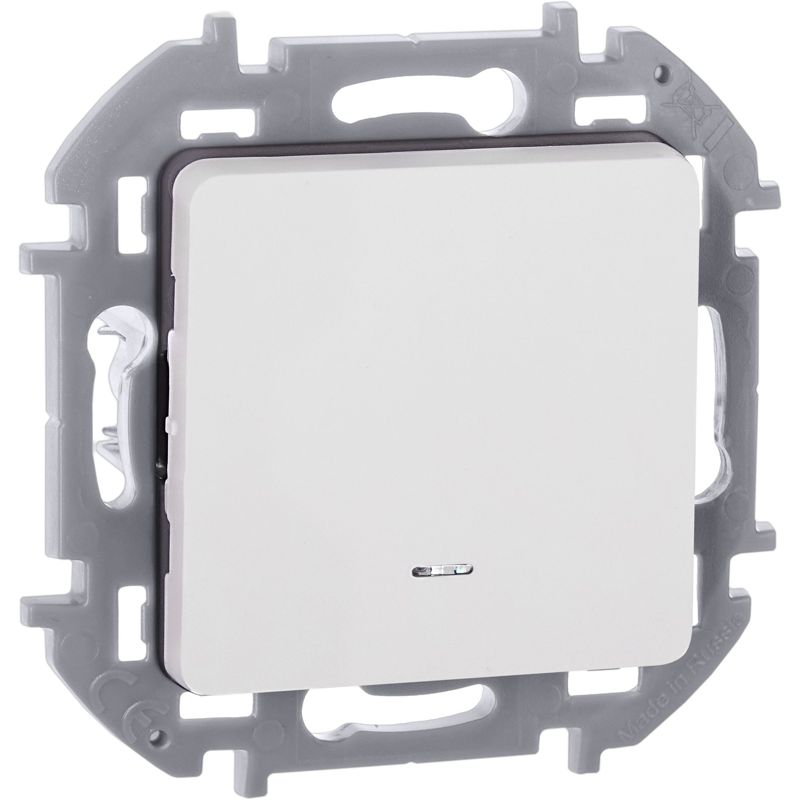 Переключатель 1-кл. Inspiria 10А IP20 250В 10AX с подсветкой/индикацией механизм бел. IEK 673660