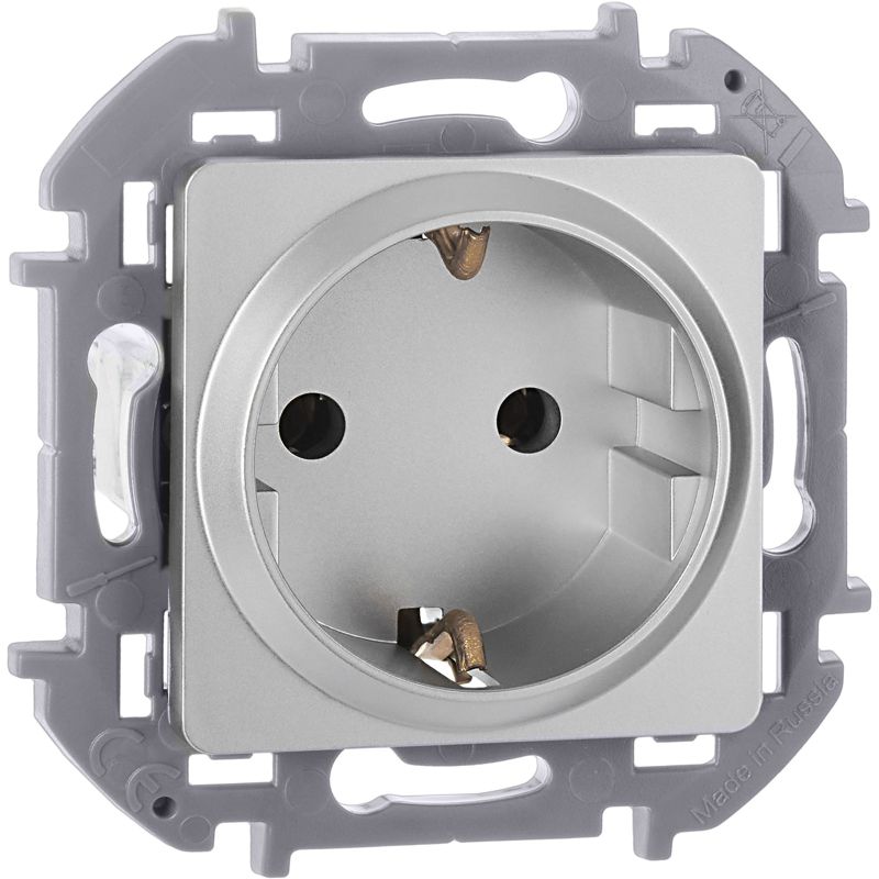 Розетка 1-м СП Inspiria 16А IP20 250В 2P+E немецк. стандарт механизм алюм. IEK 673722