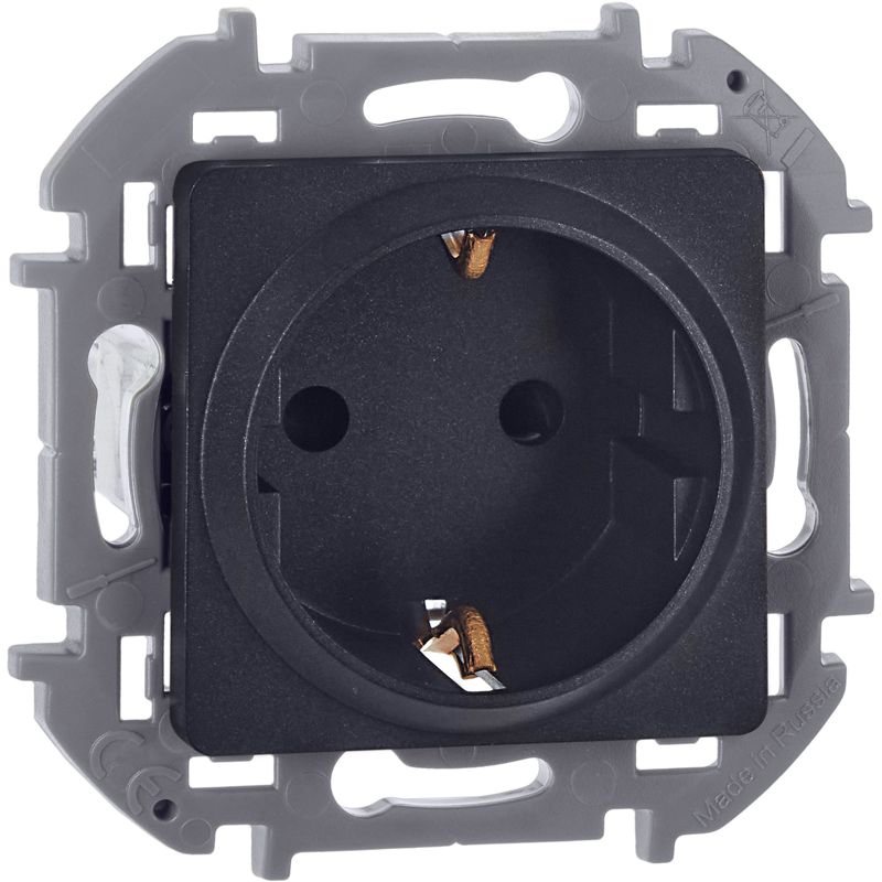 Розетка 1-м СП Inspiria 16А IP20 250В 2P+E защ. шторки немецк. стандарт механизм антрацит IEK 673733