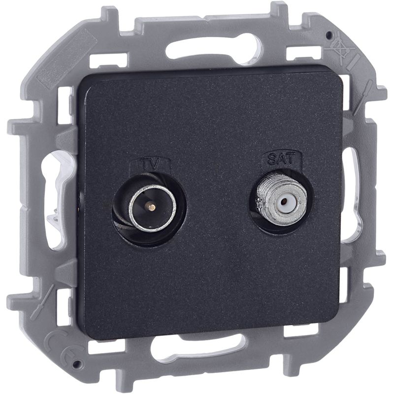 Розетка телевизионная TV/SAT Inspiria с топологией "звезда" механизм антрацит IEK 673883