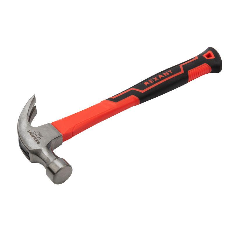 Молоток-гвоздодер 450г фибергласовая рукоятка Rexant 12-8121