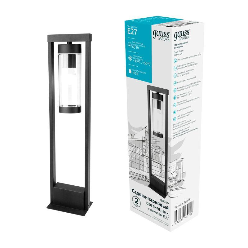 Светильник Clio 1х60Вт E27 IP54 170-240В 142х142х50мм НТУ столб садово-парковый GAUSS GD019