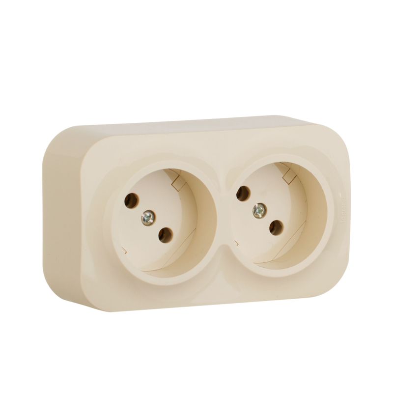 Розетка 2-м ОП Quteo 16А IP20 250В 2х2P без заземл. без защ. шторок сл. кость IEK 782261