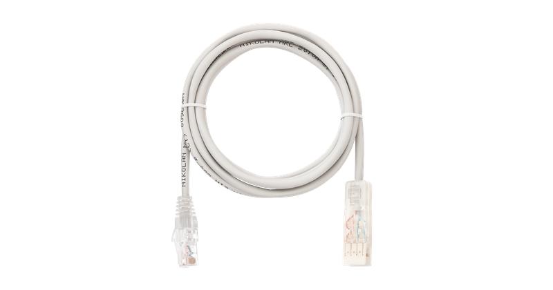 Шнур коммутационный U/UTP 2 пары кат.5 (класс D) 100МГц 110-RJ45/8P8C Ethernet колпачок с защитой защелки мж BC (чистая медь) 24AWG (7х0.192мм) LSZH нг(А)-HFLTx 2м сер. NIKOMAX NMC-PC2UD05E-020-C-GY