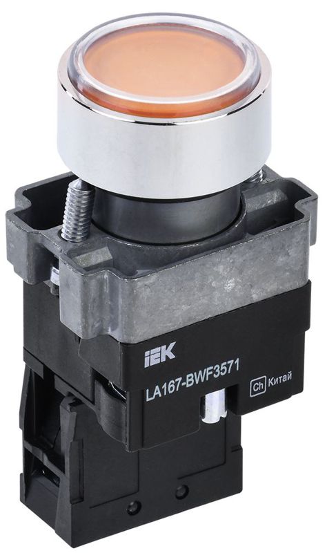 Кнопка LA167-BWF3571 d22мм RC 1НО с подсветкой желт. KARAT IEK BBT20-BWF3571-1-12-67-K05