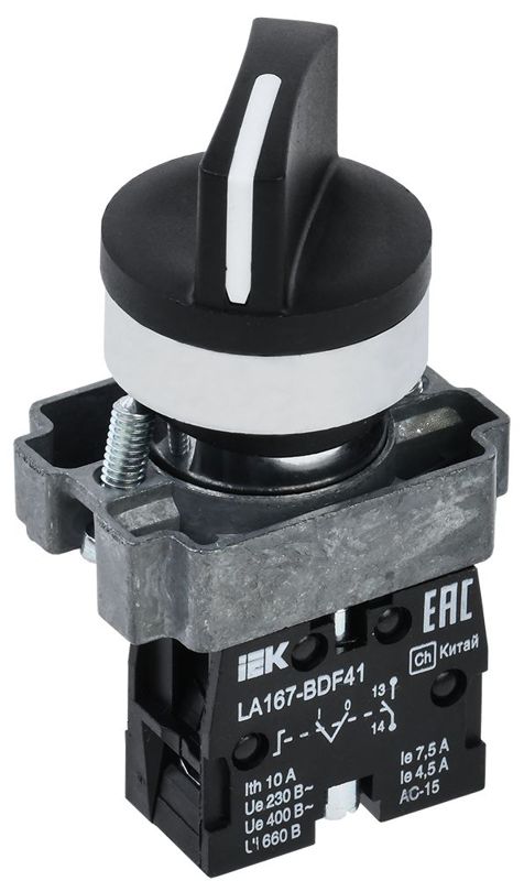 Переключатель LA167-BDF41 на 2 полож. 1НО черн. KARAT IEK BSW20-BDF41-1-24-67-2-K02
