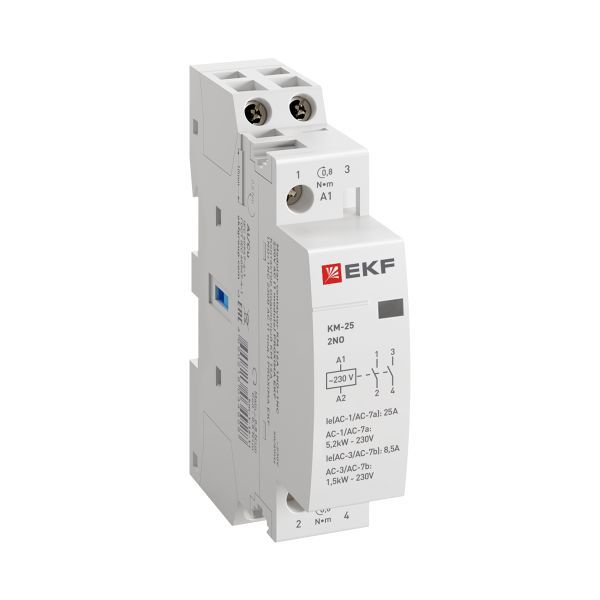 Контактор модульный КМ 25А 2NО (1 мод.) EKF km-1-25-20
