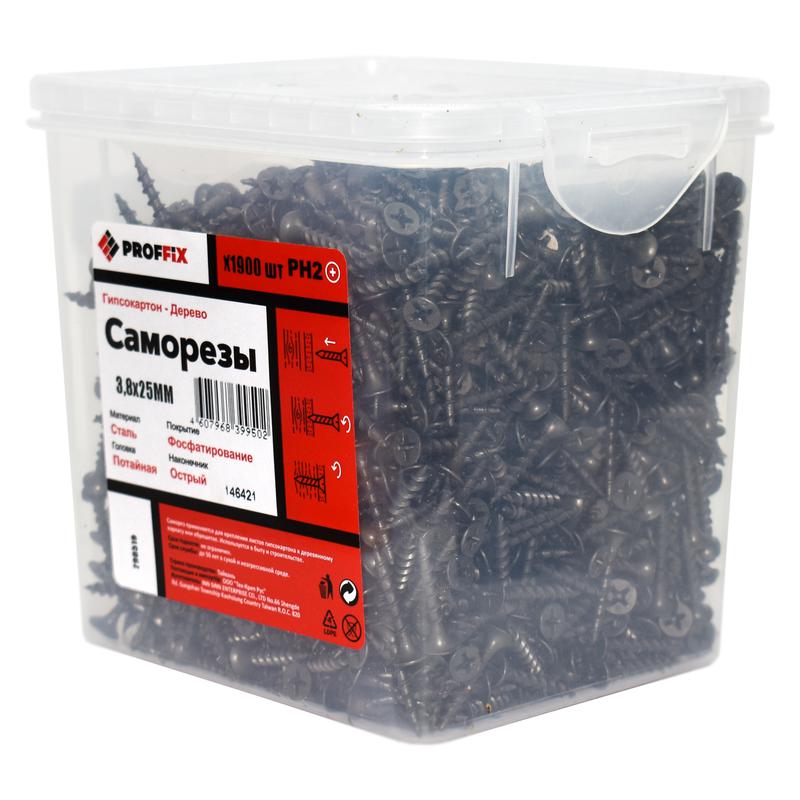 Саморез усиленный гипсокартон-дерево 3.8х25 (TWN) (контейнер) (уп.1900шт) Tech-Krep PRO/Zitar 146421