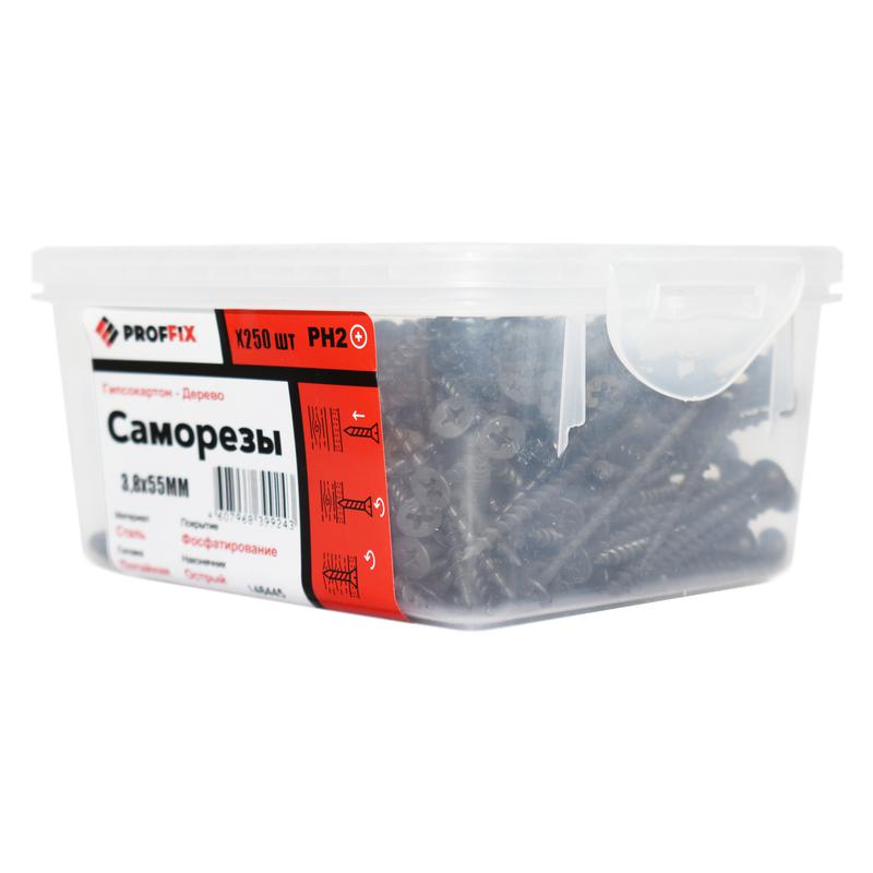 Саморез усиленный гипсокартон-дерево 3.8х55 (TWN) (контейнер) (уп.250шт) Tech-Krep PRO/Zitar 146445