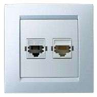 Розетка компьютерная + телефонная 2-м СП Simon15 RJ45 + RJ11 IP20 бел. Simon 1590590-030