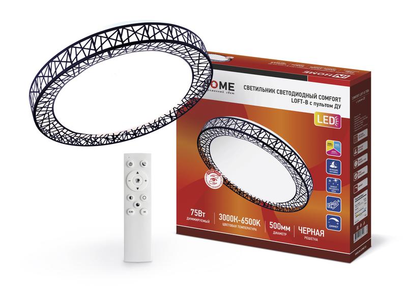 Светильник светодиодный COMFORT Loft-B 75Вт 3000-6500К 6000лм 230В 500х100мм с пультом ДУ IN HOME 4690612035116