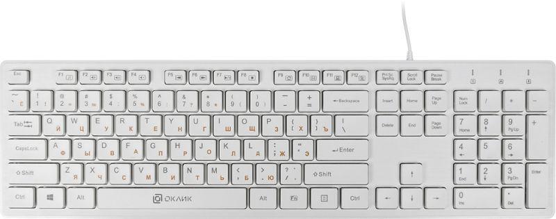 Клавиатура 500M бел. USB slim Multimedia 500M ОКЛИК 1061586