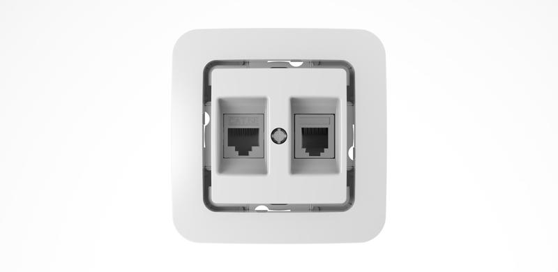 Розетка компьютерная + телефонная 2-м СП Lillium TF кат.5E без вставки евро стандарт бел. Makel 71037