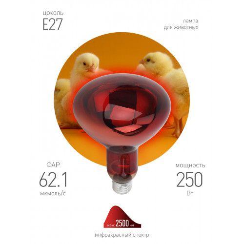 Излучатель тепловой (лампа инфракрасная) ИКЗК 220-250 R127 250Вт E27 IP20 КЭЛЗ Б0042980