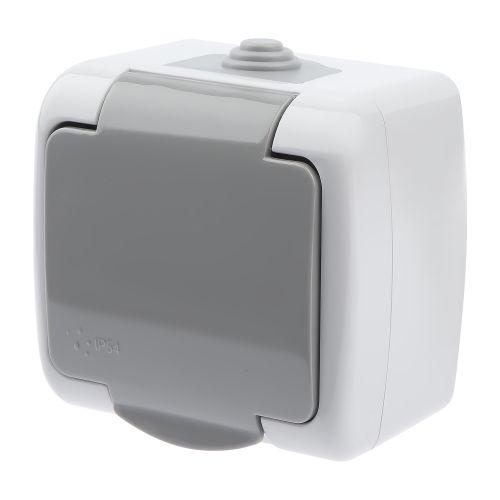 Розетка 1-м ОП Atlantic 5-202-03 16А IP54 250В 2P+E Schuko с заземл. защ. шторки сер. Intro Б0050946