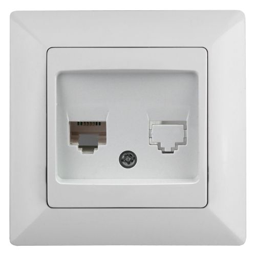 Розетка телефонная 1-м СП Solo 4-302-01 RJ11 бел. Intro Б0043375
