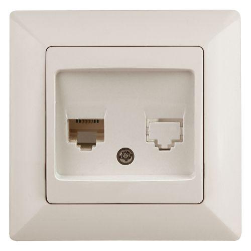 Розетка телефонная 1-м СП Solo 4-302-02 RJ11 сл.кость Intro Б0043376
