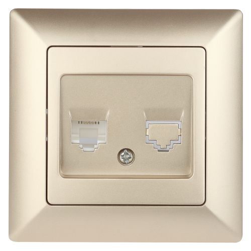 Розетка телефонная 1-м СП Solo 4-302-04 RJ11 шампань Intro Б0043378
