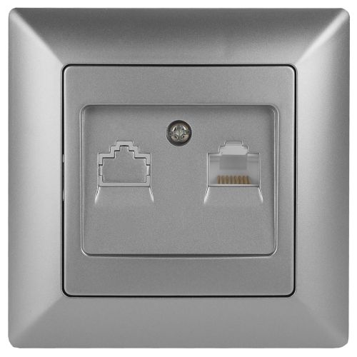 Розетка компьютерная 1-м СП Solo 4-303-03 RJ45 алюм. Intro Б0043384