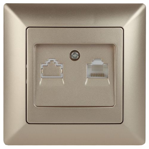 Розетка компьютерная 1-м СП Solo 4-303-04 RJ45 шампань Intro Б0043385