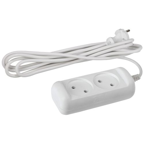 Удлинитель 2х1.5м без заземл. 6А IP20 UX(6)-2-1.5m ПВС 2х0.75 бел. Эра Б0038564