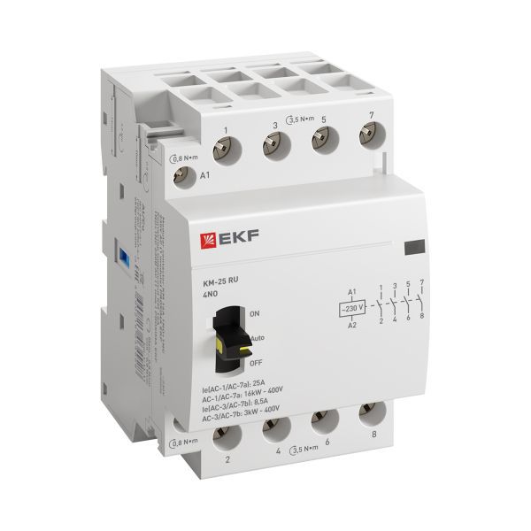 Контактор модульный КМ РУ 25А 4NO (3 мод.) PROxima EKF km-3m-25-40