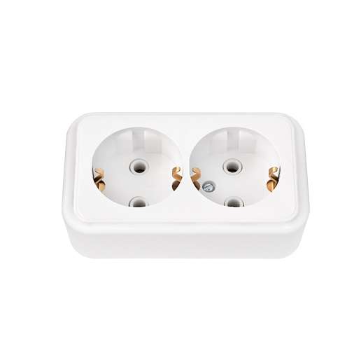 Розетка 2-м ОП 16А IP20 с заземл. бел. Bylectrica РА16-261