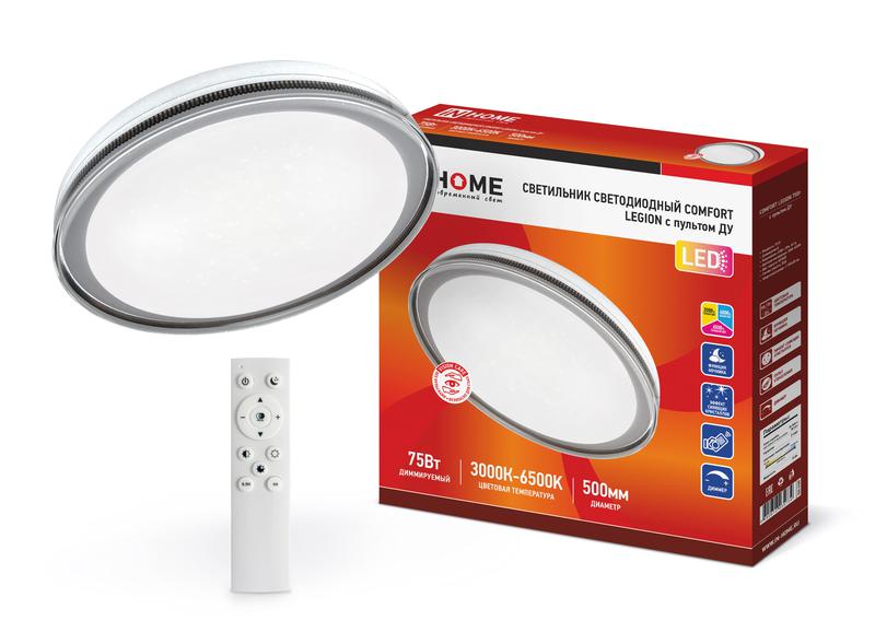 Светильник светодиодный COMFORT LEGION 75Вт 3000-6500К 6000лм 230В 490х85мм с пультом ДУ IN HOME 4690612035734