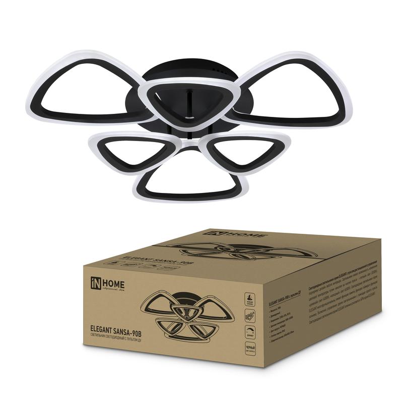 Светильник светодиодный ELEGANT SANSA-90В 90Вт 3000-4000-6500К 7000лм 230В 650х650х130мм с пультом ДУ IN HOME 4690612035376