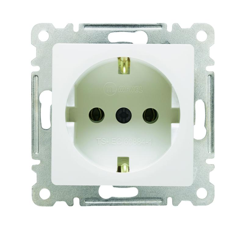 Розетка 1-м СП Lillium 10А с заземл. с панелью механизм бел. Makel 30001028