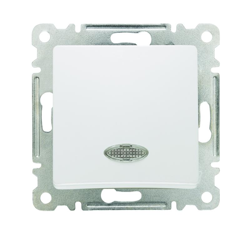 Выключатель 1-кл. СП Lillium IP20 с подсветкой механизм бел. Makel 30001021
