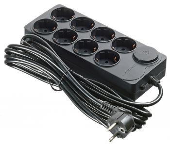 Удлинитель с сетевым фильтром 8х5м с заземл. 10А IP20 черн. IPPON 588045