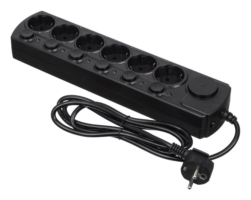 Удлинитель с сетевым фильтром 6х1.8м с заземл. 10А IP20 черн. IPPON 1192736