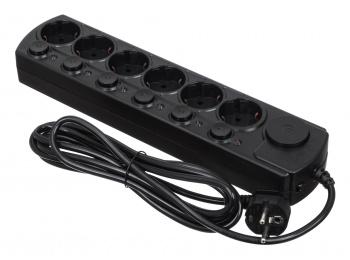 Удлинитель с сетевым фильтром 6х3м с заземл. 10А IP20 черн. IPPON 1192746