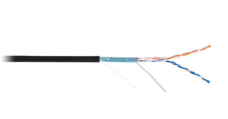 Кабель F/UTP кат.5 (класс D) 2 пары 100МГц ОЖ BC чистая медь внешн. PE до -40град.C черн. (уп.305м) NETLAN EC-UF002-5-PE-BK