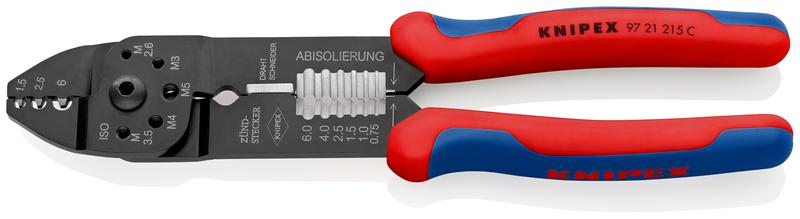 Пресс-клещи для резки и зачистки кабеля 3 гнезда Knipex KN-9721215C