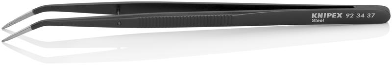 Пинцет захватный прецизионный с направляющим штифтом тонкие зазубренные губки под 45град. L-155мм пружинная сталь Knipex KN-923437