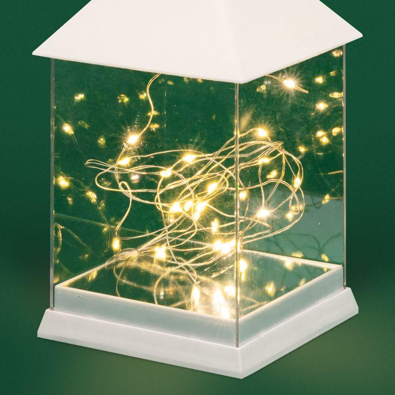 Фонарь декоративный 10.7х10.7х23.5см тепл. бел. с росой корпус бел. Neon-Night 513-050