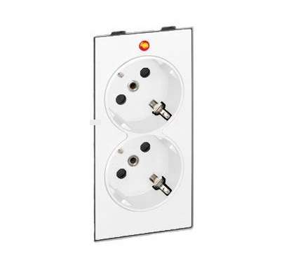 Розетка 2-м СП Simon Connect 16А IP20 250В 2х2P+E с заземл. с индикацией S-модуль механизм бел. Simon S1-9