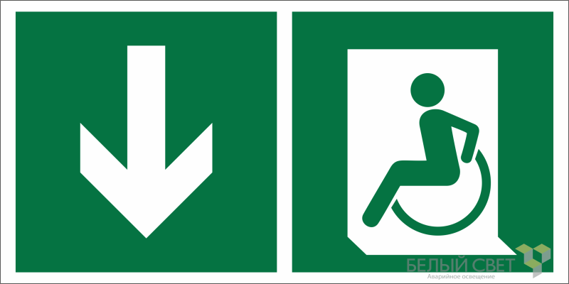 Знак безопасности NPU-3015.E71"Указ. двери эвакуац. выхода (лев.) для МГН" Белый свет a25527