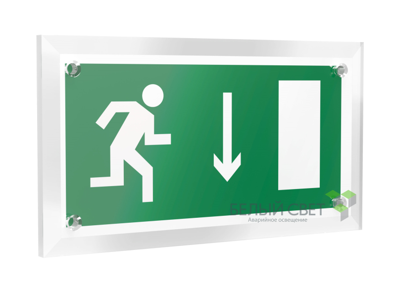 Знак безопасности PT-12228.E09"Указ. двери эвакуац. выхода (прав.)" Белый свет a20892