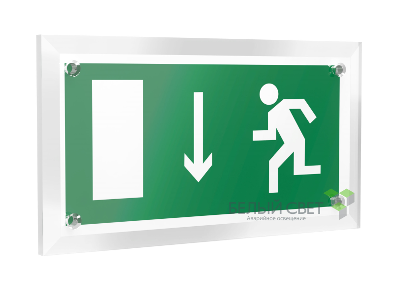 Знак безопасности PT-12228.E10"Указ. двери эвакуационного выхода (лев.)" Белый свет a20893
