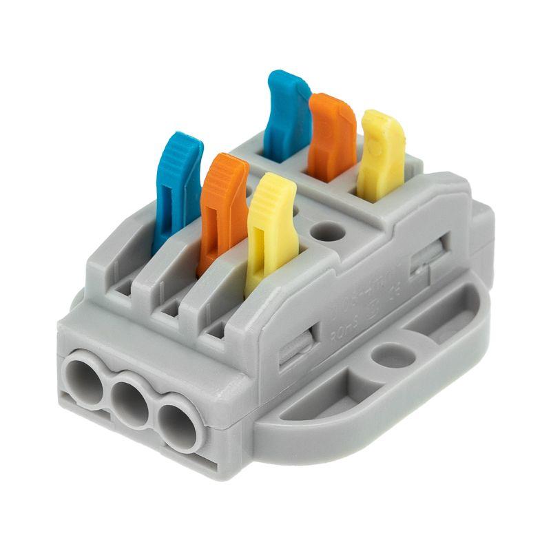 Клемма строительно-монтажная СМК проходная 222-423P 3п 0.08-4кв.мм с монтажной площадкой сер. (блист.5шт) Rexant 07-6263-5