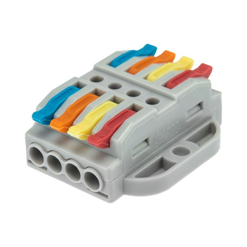 Клемма строительно-монтажная СМК проходная 222-424P 4п 0.08-4кв.мм с монтажной площадкой сер. (блист.5шт) Rexant 07-6264-5