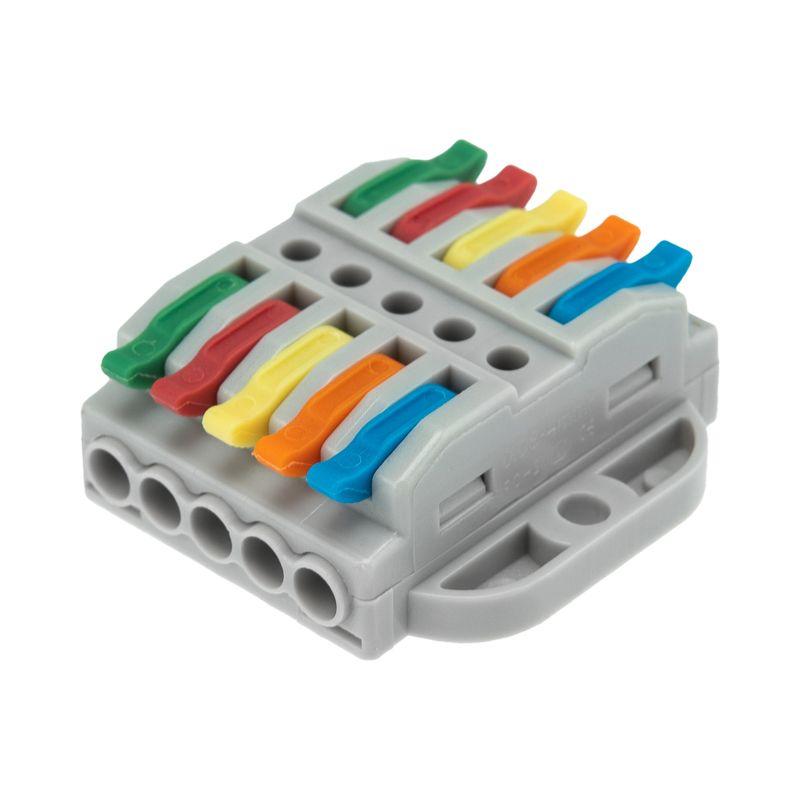 Клемма строительно-монтажная СМК проходная 222-425P 5п 0.08-4кв.мм с монтажной площадкой сер. (блист.4шт) Rexant 07-6265-4