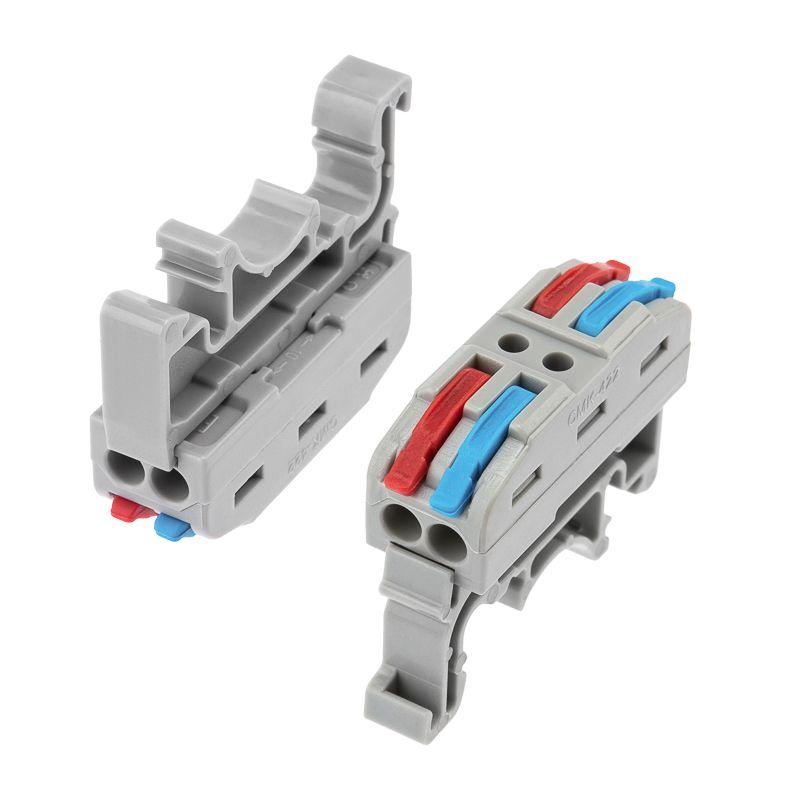 Клемма строительно-монтажная СМК проходная 222-422D 2п 0.08-4кв.мм с креплением на DIN-рейку сер. (уп.50шт) Rexant 07-5239