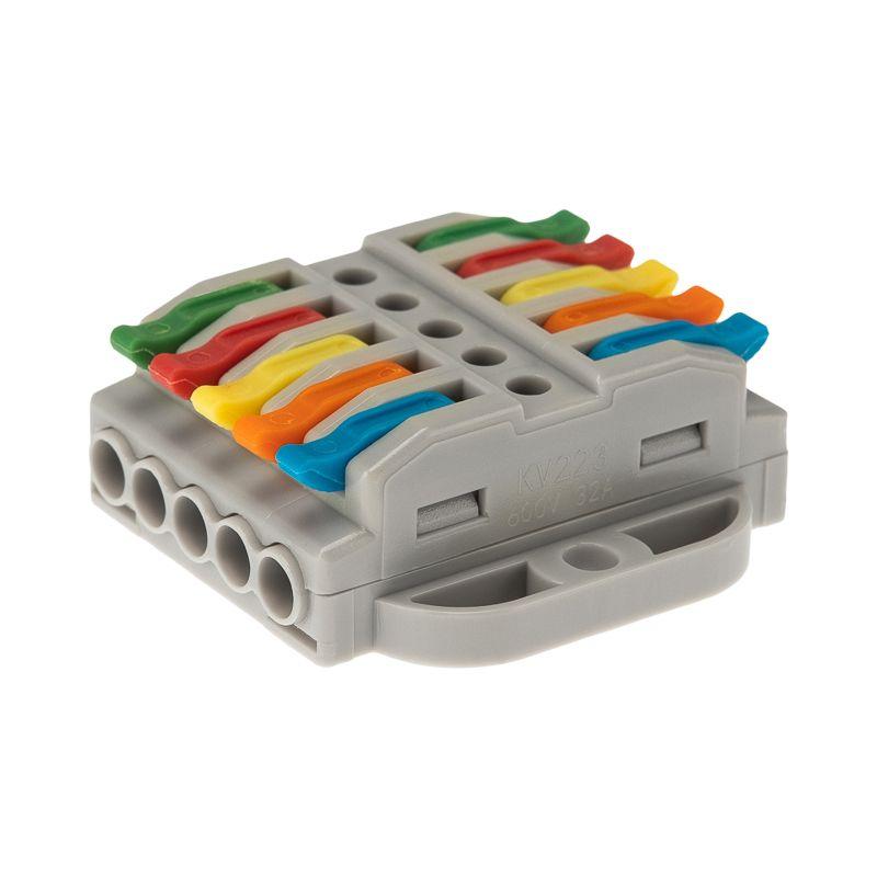 Клемма строительно-монтажная СМК проходная 222-425P 5п 0.08-4кв.мм с монтажной площадкой сер. (уп.20шт) Rexant 07-6265