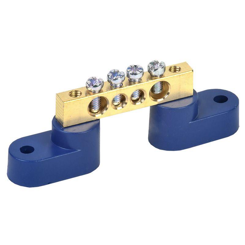 Шина "N" нулевая 6х9мм на двух угловых синих изоляторах 4 группы Rexant 11-2324