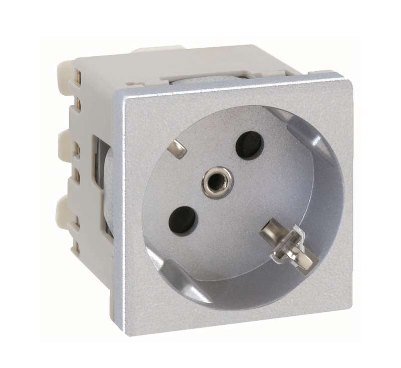 Розетка 1-м СП 2мод. Simon Connect 16А 250В с заземл. модуль K45 безвинтов. клеммы механизм алюм. Simon K11-8