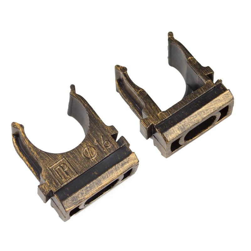 Держатель для труб (клипса) ретро проводка ПВХ бронз. (уп.10шт) Bironi BTK1-16-25-10